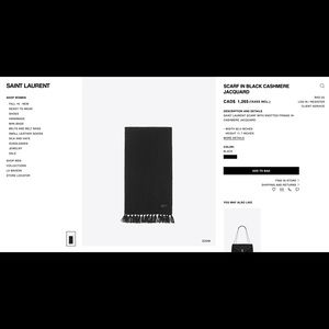 YSL Scarf in Black Cashmere Jacquard